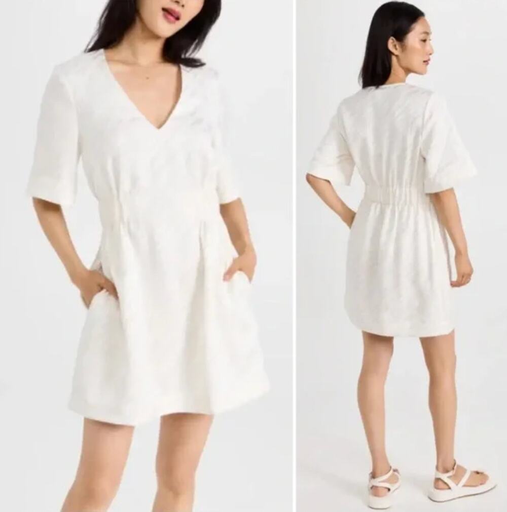 Baum Und Pferdgarten Aello Dress Womens 4 Ivory Jacquard Pocket Mini Minimal NWT